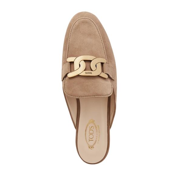 Tod's Embellished Tan Suede Slippers Size 8.5 - Picture 1 of 6